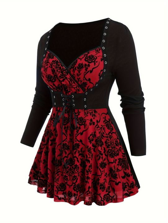 Halloween Special Plus Size Women's Gothic Halloween Party Dress Blouse