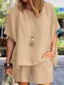 ZANZEA 2024 Summer Two Piece Women Tracksuit Causal Shorts Suits Short Sleeve Shirt Tops Loose Matching Set Oversized Outfits. 
