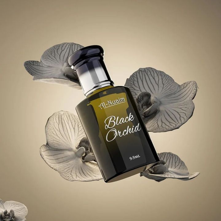 Al Nuaim 100% Original black orchid attar 9.9 Ml Great Fragrance Long-Lasting For Men & Women (Unisex) | Oudh Edition Floral Attar