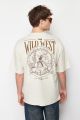 Wild  Printed  Cotton T-Shirt For Men - 100% Cotton, Wide Fit / Summer. 