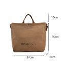 Fashion Large Capacity Arts Students Package Japanese Canvas Women's Simple Cross-body Bag Wash Canvas Thick Handbag. 