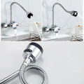 Wall Mounted Double Hole Kitchen Lead Free Hot and Cold Water Mixing Faucet Water Flow Spray Aerator 360 Degree Rotating Hose. 