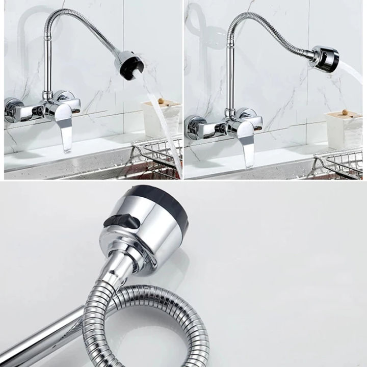 Wall%20Mounted%20Double%20Hole%20Kitchen%20Lead%20Free%20Hot%20and%20Cold%20Water%20Mixing%20Faucet%20Water%20Flow%20Spray%20Aerator%20360%20Degree%20Rotating%20Hose%20-%20Image%205