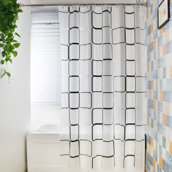 1pc With Pattern Shower Curtain PEVA Waterproof Shower Curtain Bathroom Partition Curtain Bathroom Decoration Accessories