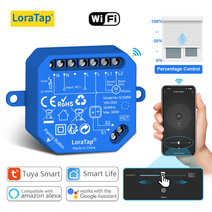 Wireless Roller Shutter Blinds Switch for Tubular Motors Percentage Progress Tuya Smart Life App Remote Control  Assistant