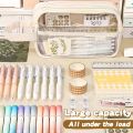 Large Capacity Multi-Compartment Storage Pencil Case, Stationery Bag, Pen Holder, Makeup Organizer, Portable Gift. 