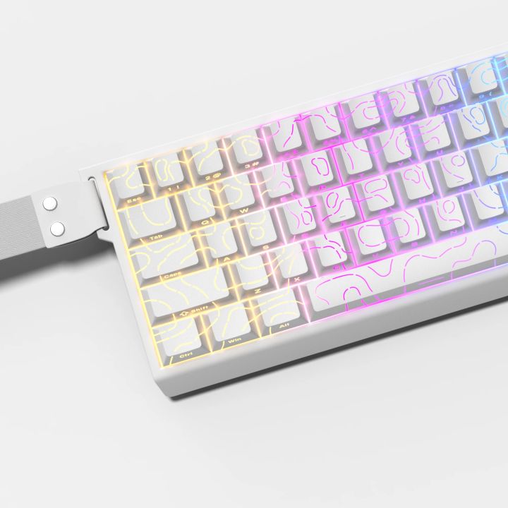 Super Keycaps 2025 Super New White Topographic 4.0 Double Shot PBT 98 Keys RGB ...