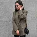 HXAO Blazer Women Double Breasted Pocket Women's Jacket 2025 Long Sleeve Casual Blazers Woman Chic Office Wear Ladies Coat. 