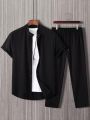 Premium Men’s 2-Piece Summer Set – Lightweight Short Sleeve Linen-Look Shirt & Relaxed Fit Pants. 