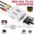VGA to AV Converter, VGA Feamle to AV (RCA) Female Converter,1080P VGA2AV HD Video Converter with Audio for Laptop/Computer/PC etc.(White). 