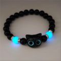 Cute Cartoon Big Eye Cat Luminous Bracelets Glow In The Dark Fluorescence Pendant Bracelet For Women Couple Friendship Jewelry.