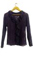 women's floral net lace ruffle neck full sleeve shirt top blouse for girls. 