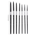 7Pcs Squirrel Hair Brush Set - Round/Pointed Tips for Gouache/H2O | Beginner Artist Kit W/Wood Handle (No Shed). 