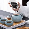 Ge Kiln Ceramic Tea Pot and Tea Cup Handmade Chinese Style Ice Crack Teapot Teacup Household Kung Fu Tea Set Chinese Tea Set. 