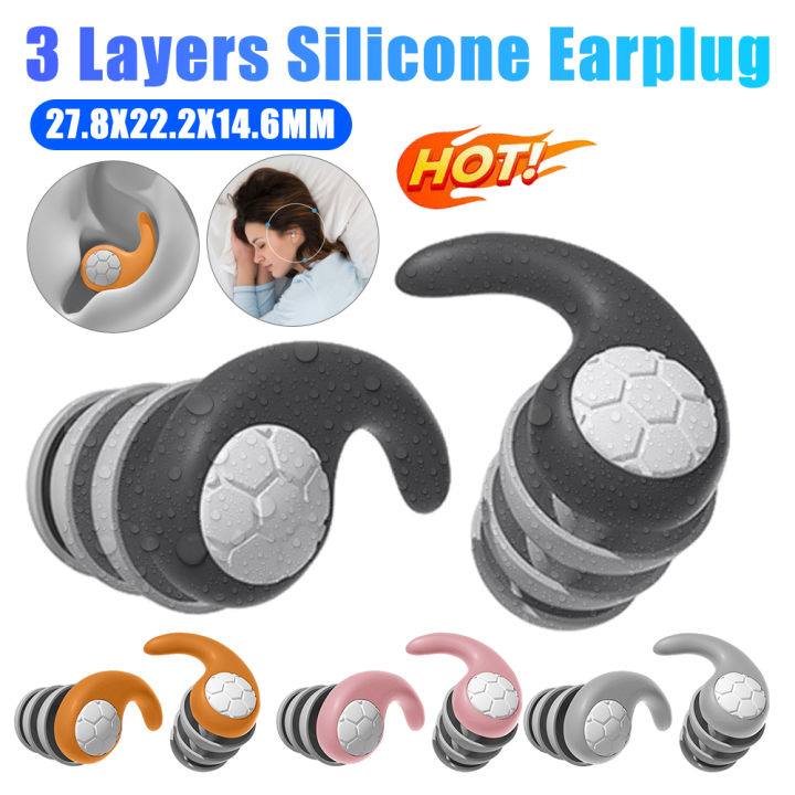 Silicone Sleeping Earplugs 3 Layer Swimming Ear Plugs  Lightweight Soundproof Earplug Canceling Noise Reduction For Travel Home