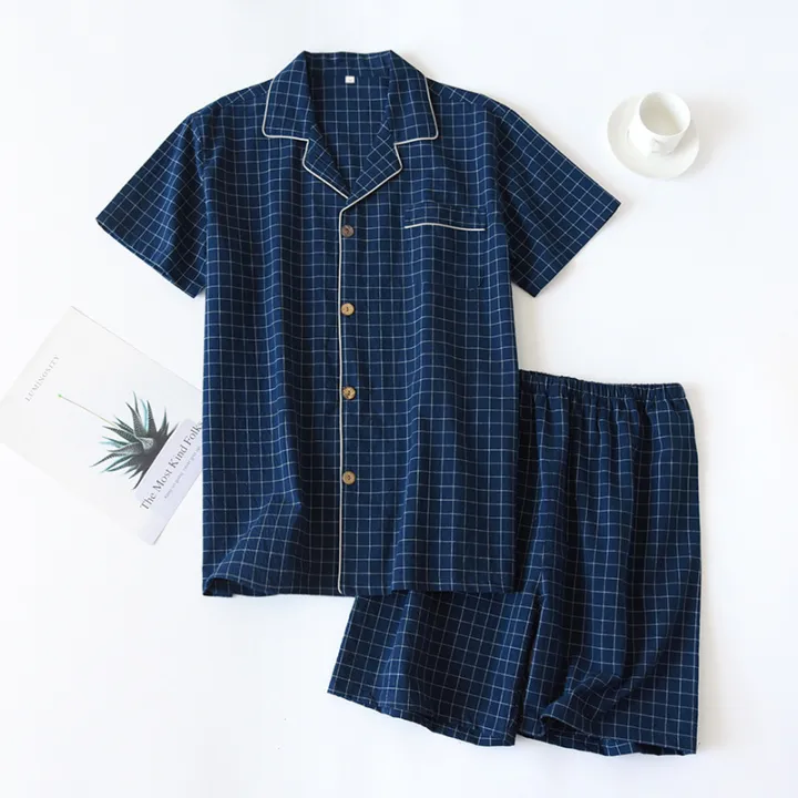 High%20Quality%20and%20Durable%20Men%20Cotton%20Pajama%20Set%20Single-Line%20Checkered%20Matching%20Loungewear%20Checkered%20Cardigan%20Shorts%20Sleepwear%20-%20Image%205