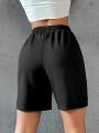 Women's sports shorts and sweatpants solid color pants with pockets and drawstrings loose knitted sweatpants. 