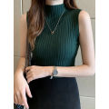 2024 Summer Turtleneck Ribbed Tank Tops Women Camisole Sleeveless Slim Female Stripe Croped Vest Casual Solid Camis Top. 