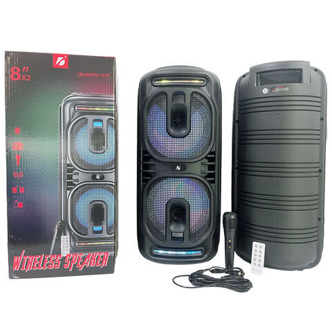 Kts-1819%20Bt%20Wireless%20Portable%20Outdoor%20Speaker%20Dual%208%20Inch%20With%20Wired%20Microphone%20Fm%20Radio%20Usb%20Aux%20Tf%20Card%20Tws%20Mp3%20Music%20Player%20-%20Image%202