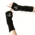 Punk Cross Pentacle Moon Pattern Long Fingerless Gloves Gothic Black Cuff Women Men Ninja Outdoor Cos Elbow Mittens Arm Warmers.