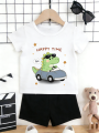 Cute Cool Dinosaur Print Boys Casual Set, Basic Boys Sport Two-Piece.