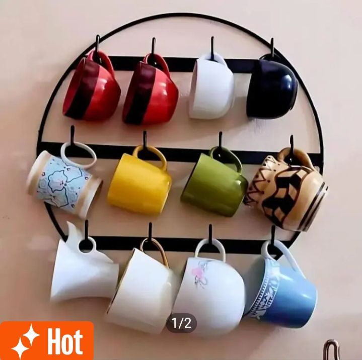 Round iron hanging cup stand mug holder Space saver cup rack for kitchen