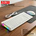 【3 Colors】FunBug J209 Gaming Keyboard and Mouse Combo with RGB Side LED Panel - Mechanical Feeling Wired Keyboard & 2400 DPI Mouse with FREE Mouse Pad for Pubg Mobile, Laptop, PC Computer - 3 in 1 Gaming Bundle - Black, White, Green. 