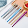 5 Pairs Stainless Steel Chopsticks Reusable Portable Food Sticks Korean Metal Chopsticks Kitchen Accessories Dishwasher Safe. 