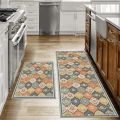 VIKAMA1/2PCS Bohemian Kitchen Floor Mats Anti-slip Washable Bathroom Bathroom Door Mats Hallway Aisle Floor Mats Home Decoration.