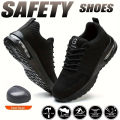 Air Cushion Work Safety Shoes Men Construction Shoes Breathable Lightweight Work Sneakers Anti-Smash Steel Toe Safety Boots.