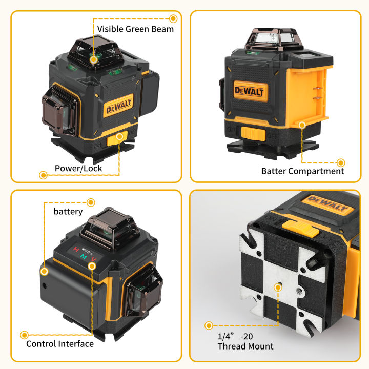 DEWALT 16-Line Laser Level 5000mAh Rechargeable Battery Pulse Mode for ...
