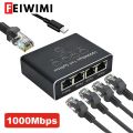 Gigabit 1000Mbps RJ45 Splitter 1 to 2 4 Ethernet Adapter Lan Connector Switch Coupler for PC Laptop TV Box Router Digital TV.