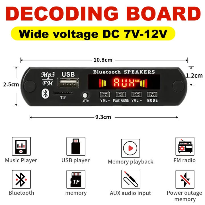 12V%20Bluetooth%205.0%20MP3%20Player%20Wireless%20Decoder%20Board%20Folder%20Switching%20USB%20TF%20FM%20Radio%20Call%20Module%20Car%20Kit%20For%20Speaker%20-%20Image%202