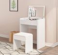 Vanity Dressing Table with Flip Top Mirror and Hidden Storage Box, Makeup Vanity Table Writing Desk with Cushioned Stool, Black/ white. 