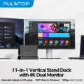 PULWTOP 11 In 1 Vertical Docking Station With Dual HDMI 4K Three USB Ten Gbps Ethernet For Type C Laptop Computer Hub Stand. 