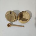 wooden solt pot with spoon handicraft salt pot 3". 