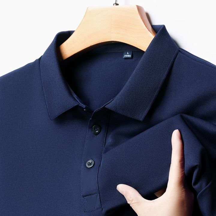 Men's%20Fashion%20Solid%20Short%20Sleeved%20Polo%20Shirt%20Summer%20Breathable%20Comfortable%20Top%20-%20Image%203