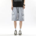 Summer Workwear Denim Shorts Street Men's Loose Straight Shorts Stretch Waist Casual Jogging Outdoor Five-Cubic Pants. 