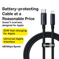 Baseus PD 20W USB C Cable For iPhone 13 12 11 pro max iPhone Cable Fast Charging For iPhone X XR 8 USB Type C to lightning Cable. 