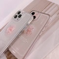 Clear Case with Pink Bow for iPhone 15 14 13 12 11 Pro Max Plus 7 8 SE XS, Cute Transparent Stylish Shockproof Protective Cover. 