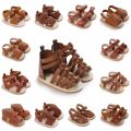 Brown Summer 0-18M Newborn Sandals Cute Bow Soft  Sole Anti Slip Breathable Baby's First Pair Of Walking Shoes. 