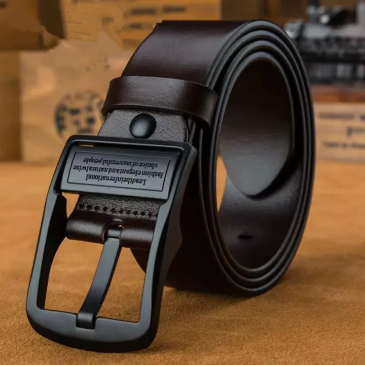 Genuine Leather Mens Belt With Metal Pins – Cowhide Suede, Adjustable Dress & Work Belt