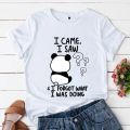 Women Tshirt Panda Lovely Trend Fashion Shirt Panda I Came I Saw Cartoon Female Graphic Sleeved Harajuku Streetwear Tops Tees. 