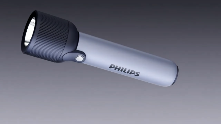 PHILIPS LED Flashlight Torch 400LM, 2000mAh Rechargeable Torch Light with 2 Modes, IP44 Waterproof, Portable Flash Light for Home, Camping, Hiking, Emergency ,Gray