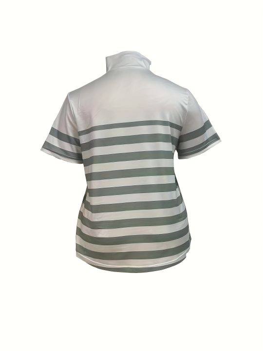 2025%20Plus%20Size%20New%20Round%20Neck%20Striped%20T-Shirts%20For%20Women%20In%20Europe%20And%20America%20For%20Spring%20And%20Summer%20-%20Image%202