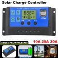 Solar Charge Controller 12V24V 30A/20A/10A Auto LCD Dual USB 5V Output Photovoltaic Solar Panel PV Regulator Load Discharger. 