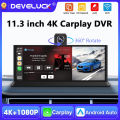 Portable 11.3 inch Car DVR 4K 360° Rotating Camera Wireless Carplay Android Auto Dash Cam Video Recorder Car Intelligent Screen. 