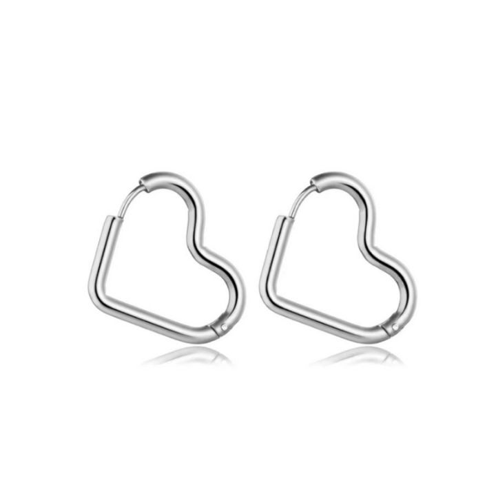 2pcs%20Fashion%20Gold%20Color%20Stainless%20Steel%20Heart%20Earrings%20Studs%20For%20Women%20Girl,%20Simple%20Punk%20Hoop%20Earrings%20Piercing%20Jewelry%20%20-%20Image%203