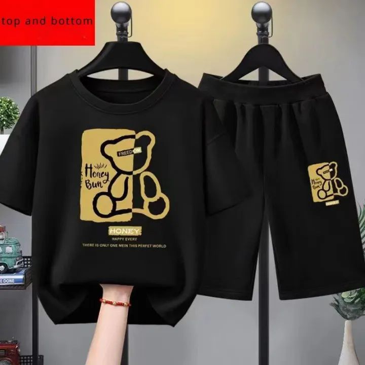 Summer Kids Unisex Casual and Versatile Short Sleeves Turn-down Collar Cartoon Shirt main image 1