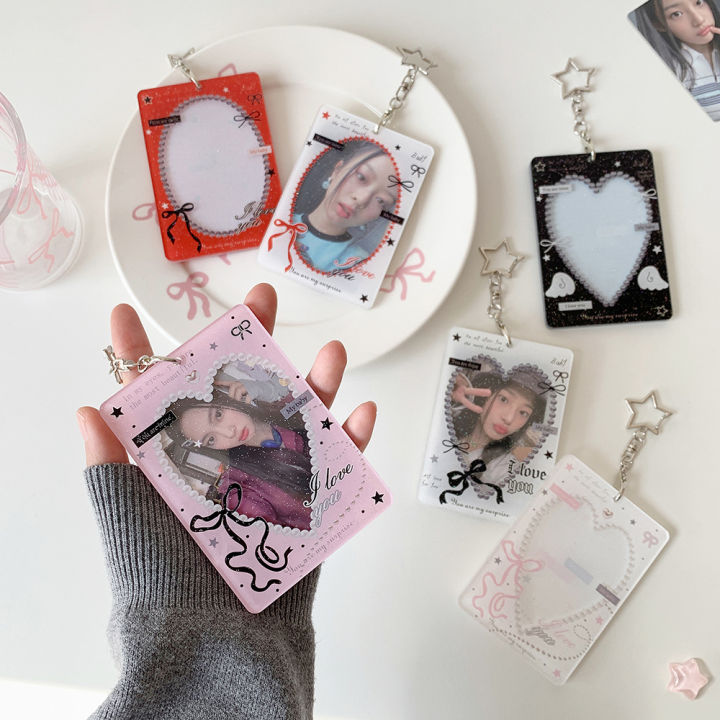 INS%20Korean%20Fashion%20Heart%20Hollow%203in%20Card%20Holder%20Cute%20Girls%20Idol%20Photo%20Storage%20Card%20Bag%20Decoration%20Student%20Pendant%20Keychain%20%20-%20Image%202